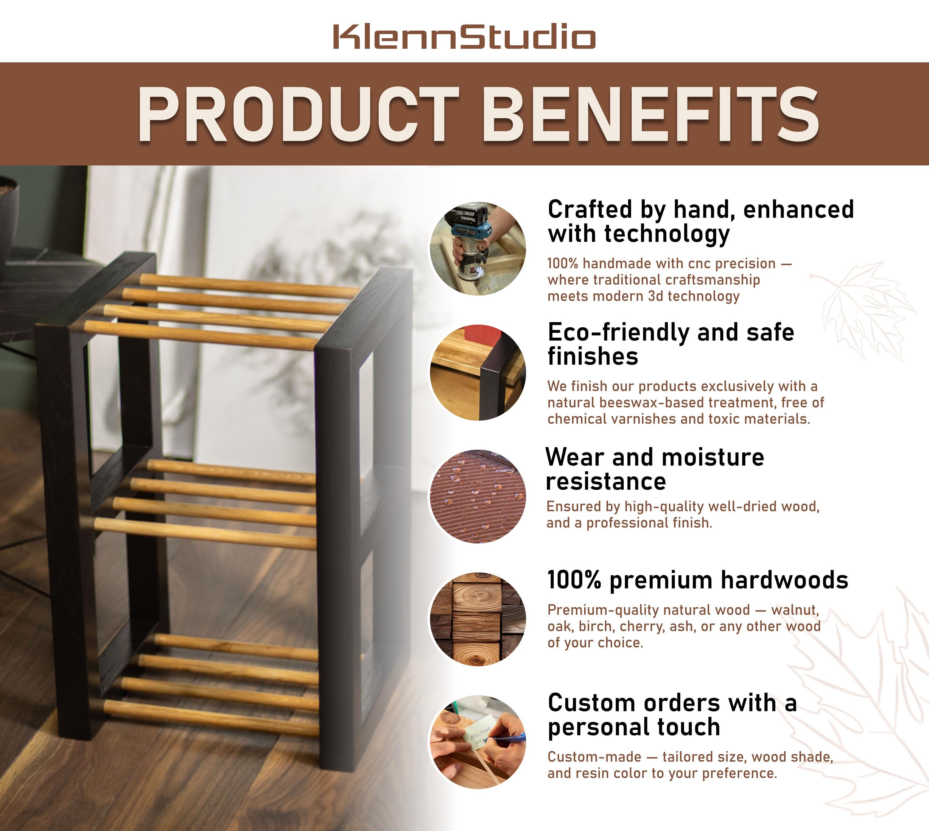 Handmade Wood Shoe Rack, Vertical Entryway Shoe Display