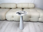 White epoxy resin plant stand, round wood side table, modern home decor gift