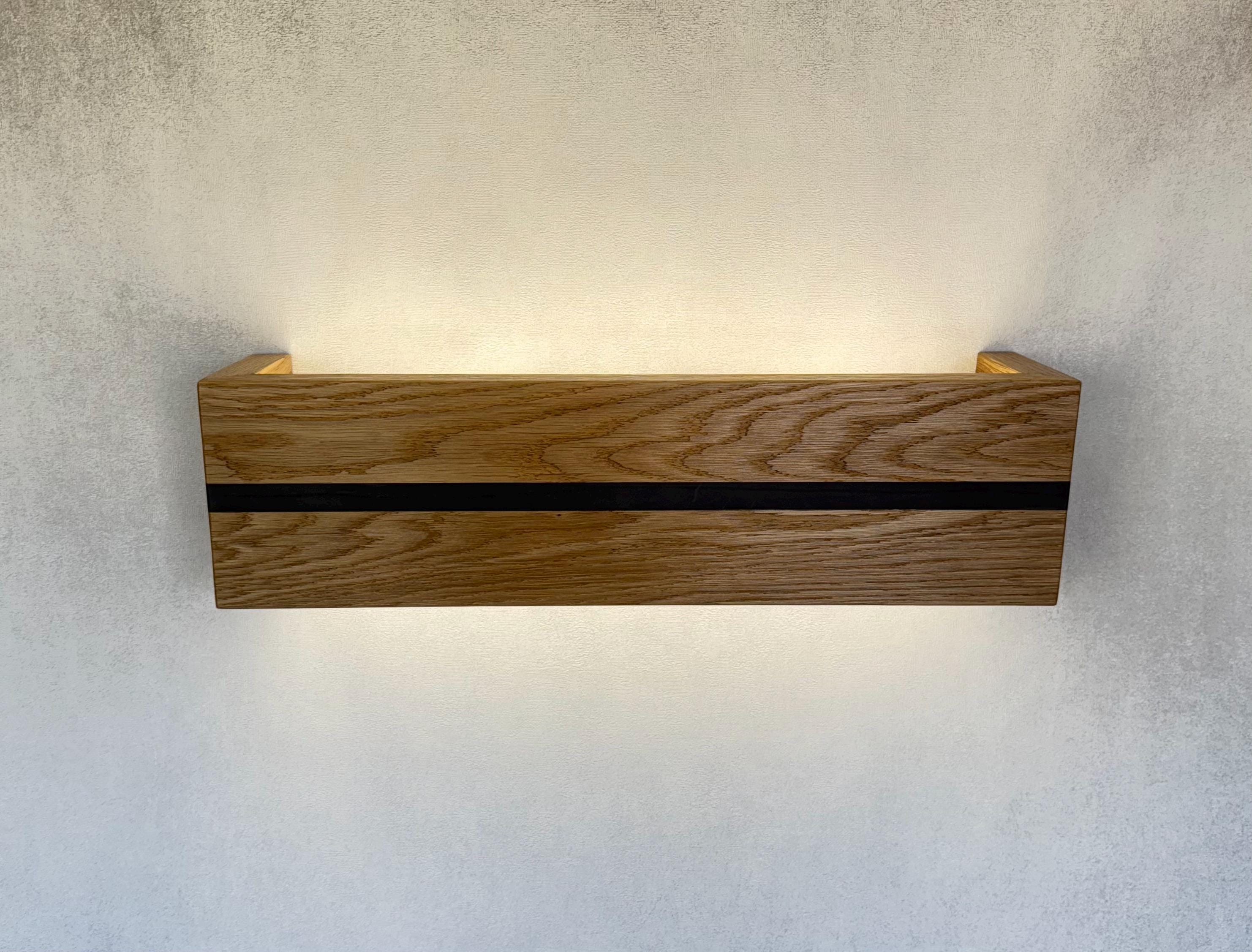 Minimalist Oak Wood LED Wall Sconce, Bedside Lamp