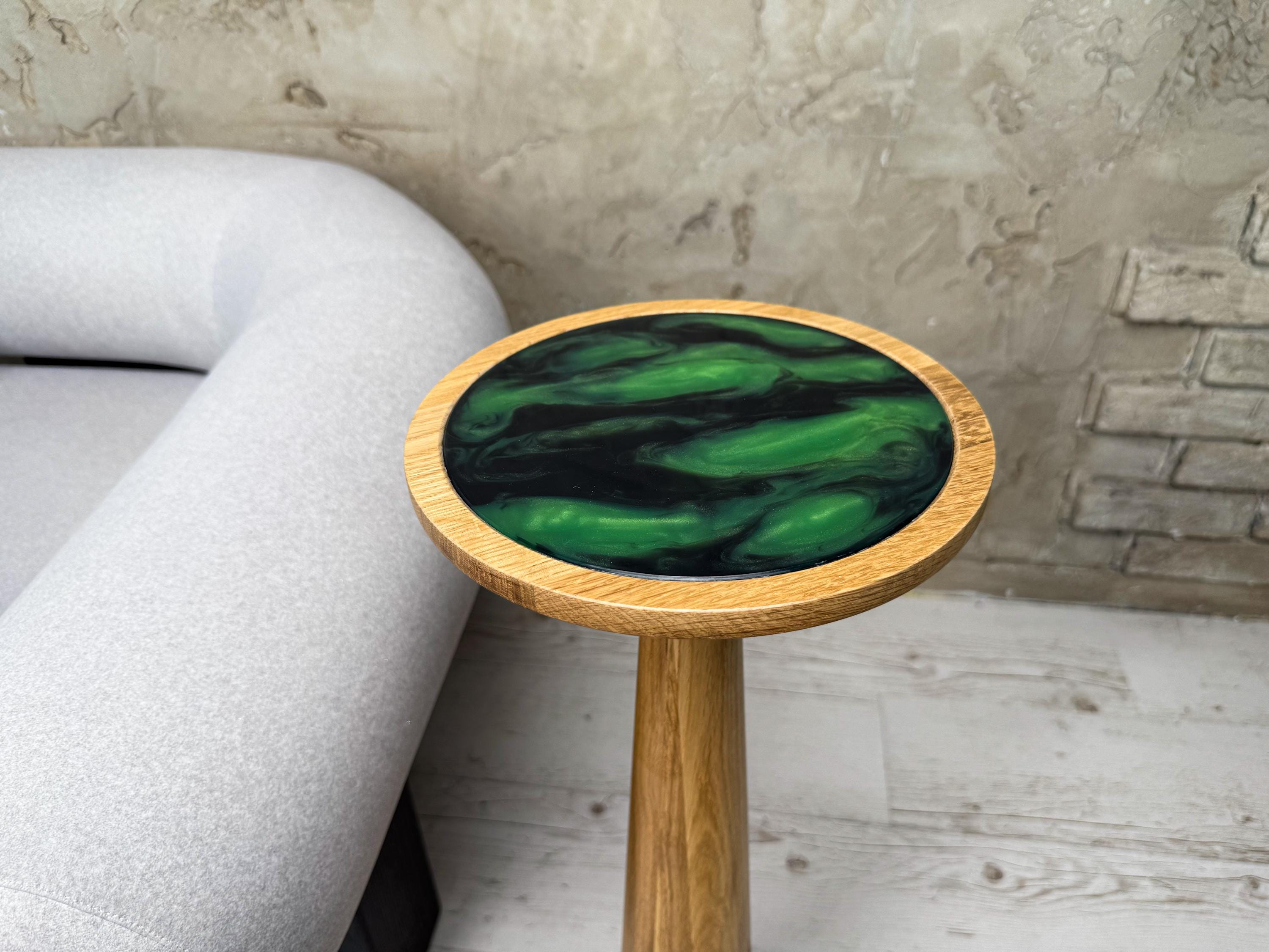 Black Marble Mushroom End Table, Handmade Plant Stand