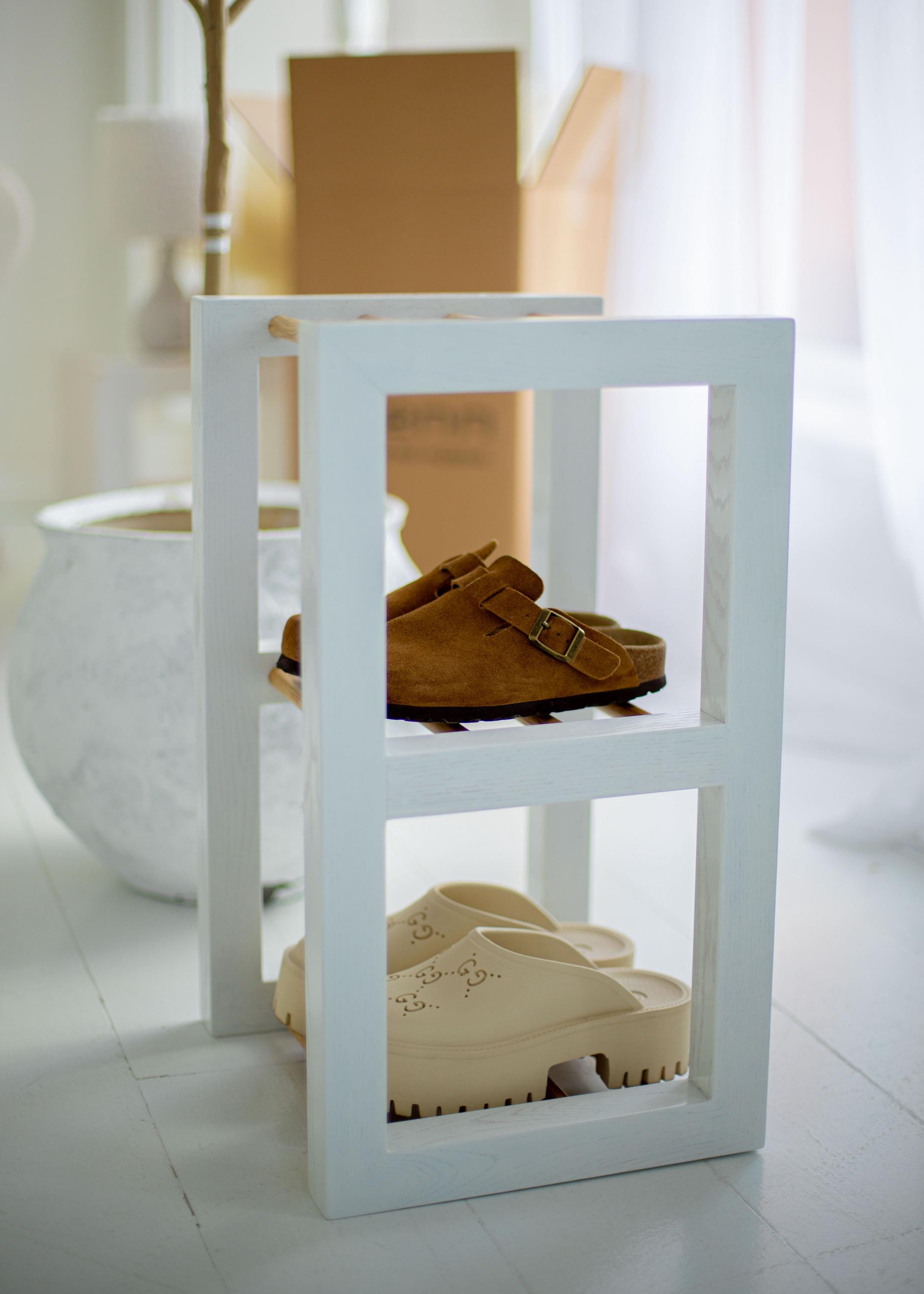 Oak Wood Shoe Rack, Entryway Organizer, New Home Gift