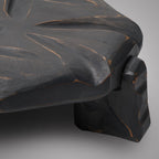 Handmade Graphite Grey Wooden Plant Stand, Sculptural Tabletop Decor