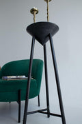 Natural Oak Round End Table, Three-Legged Wood Riser