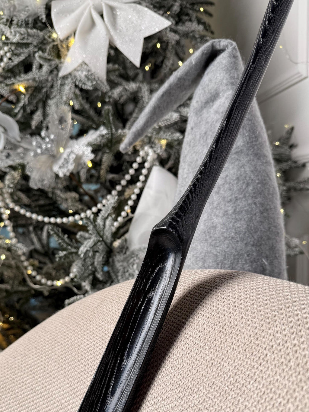 Black shoe spoon, handmade wooden long shoehorn, natural wood gift for men