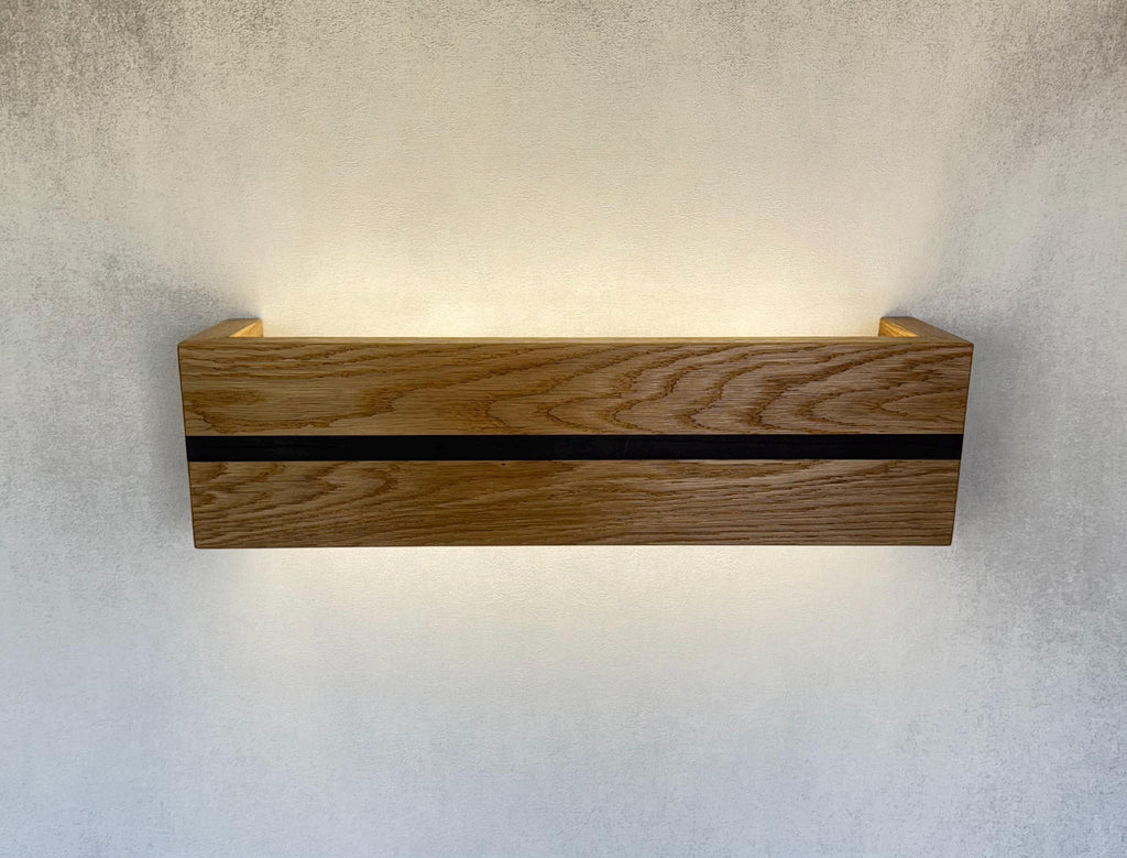 Handcrafted Oak Wood Sconce, Modern LED Wall Lamp, Natural Wax Finish