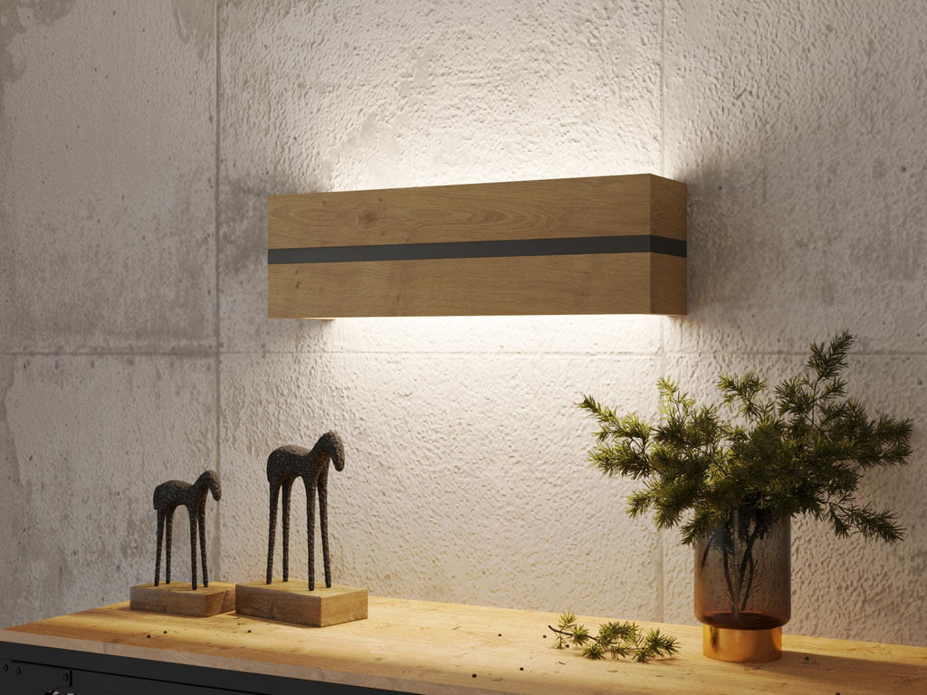 Handcrafted Oak Wood Sconce, Modern LED Wall Lamp, Natural Wax Finish