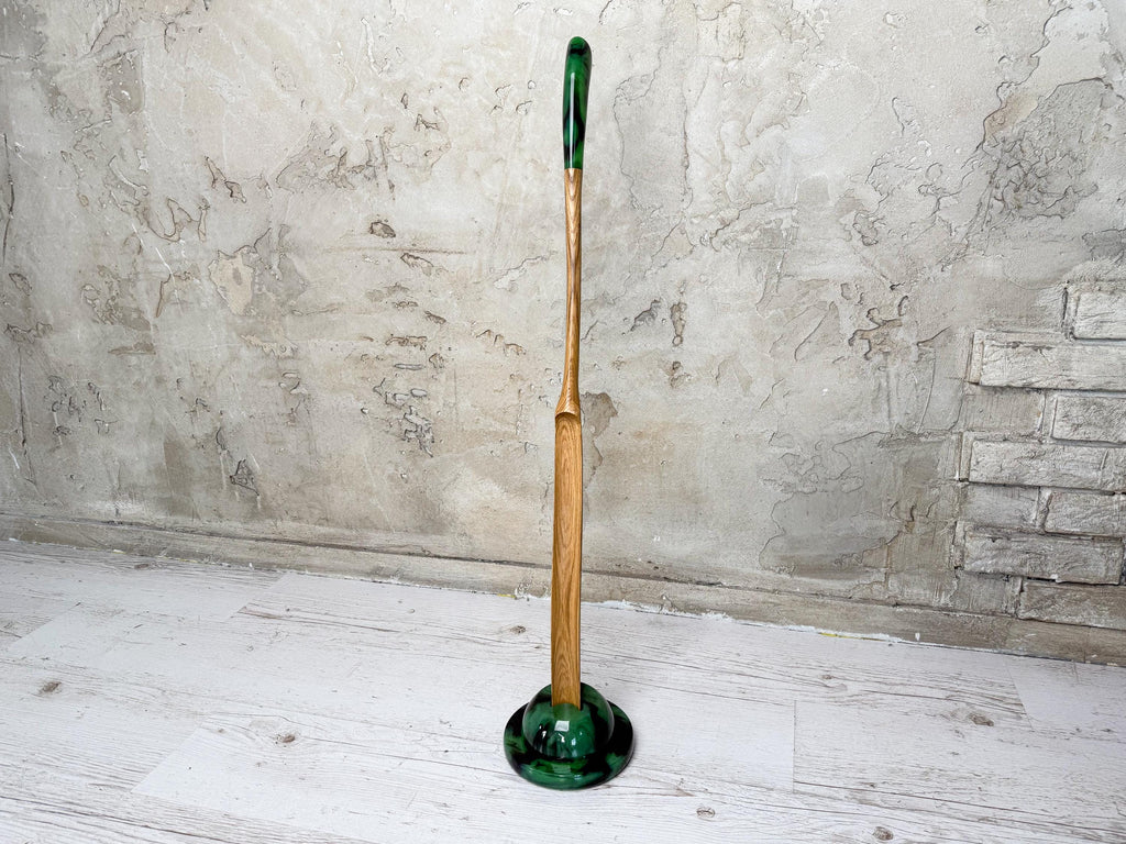 Long Wooden Shoehorn, Walnut Oak, Epoxy Resin Handle