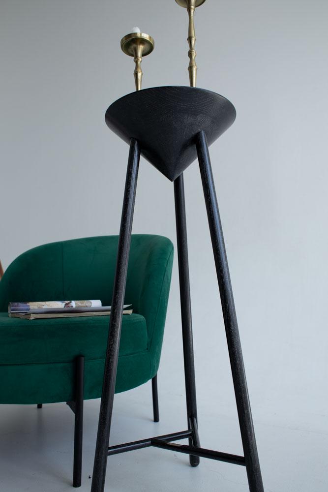 Tall Round Wood Side Table, Rustic Plant Stand