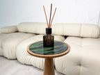 Wood and resin plant stand, small round side table, farmhouse decor gift