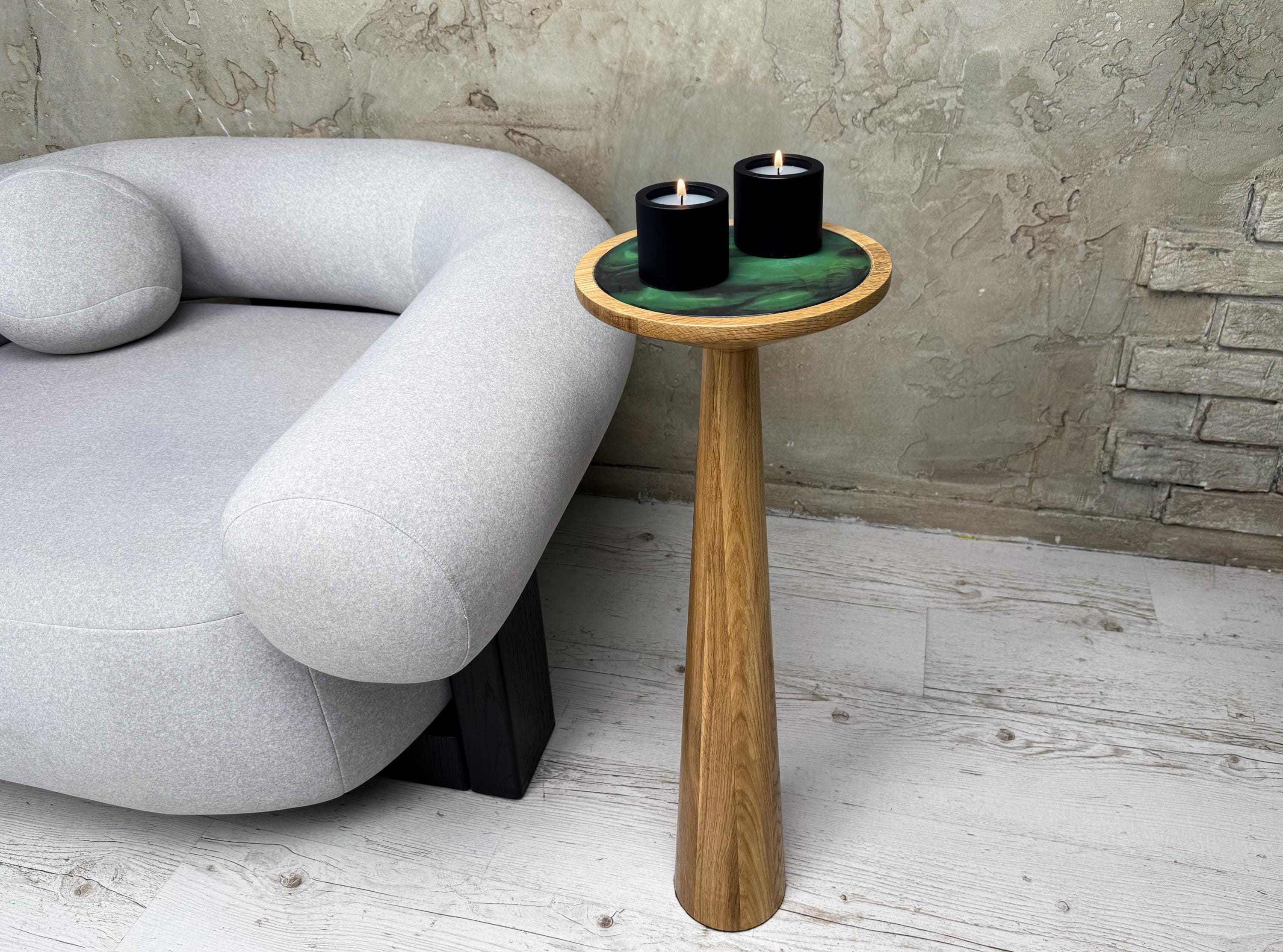 Black Marble Mushroom End Table, Handmade Plant Stand