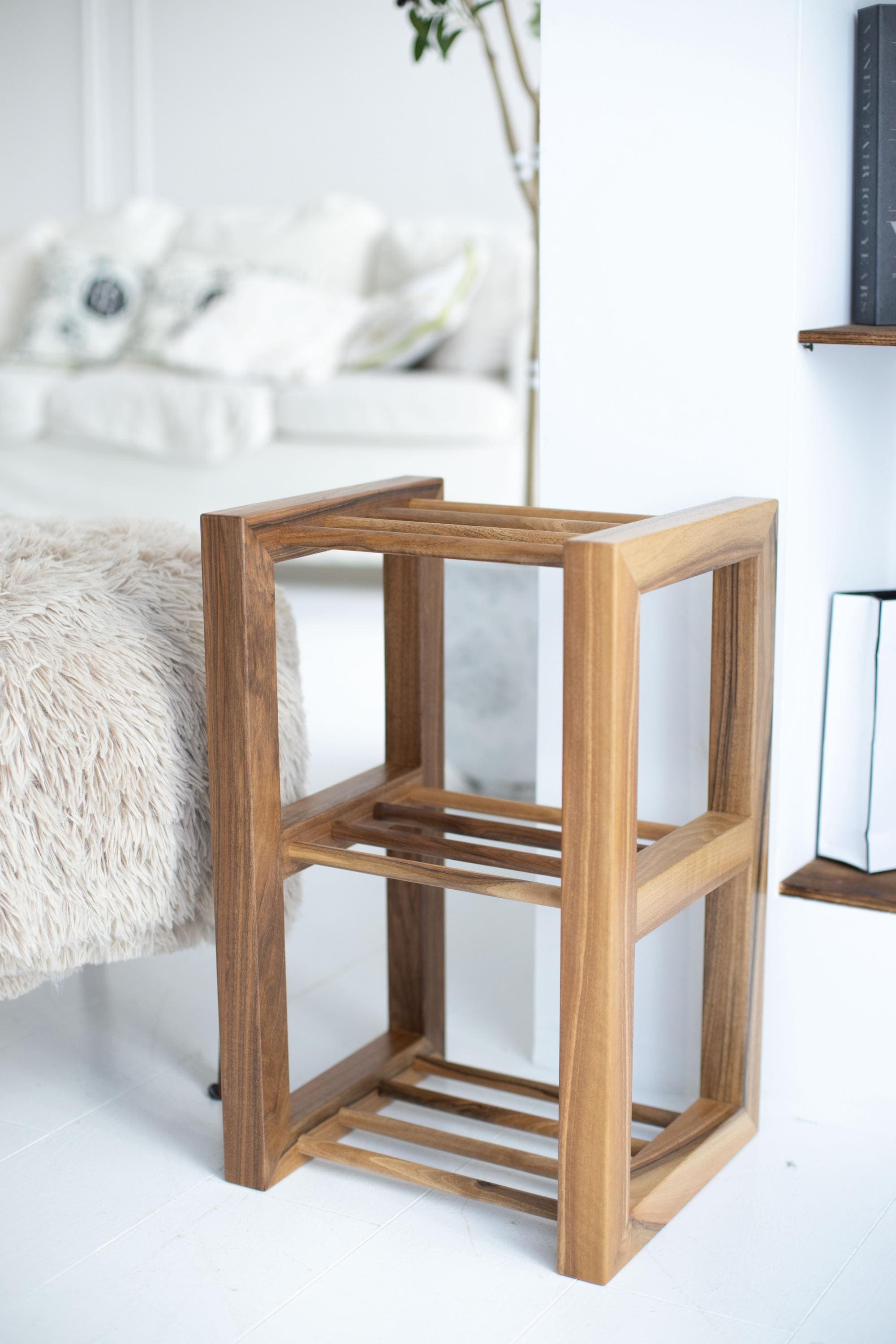 Handmade Wood Shoe Rack, Vertical Entryway Shoe Display