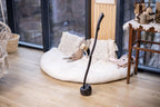 Dark wood long shoe horn, spoon with stand, handmade mens accessory for entryway