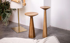 Rustic oak table, round accent furniture, modern bedroom handmade decor