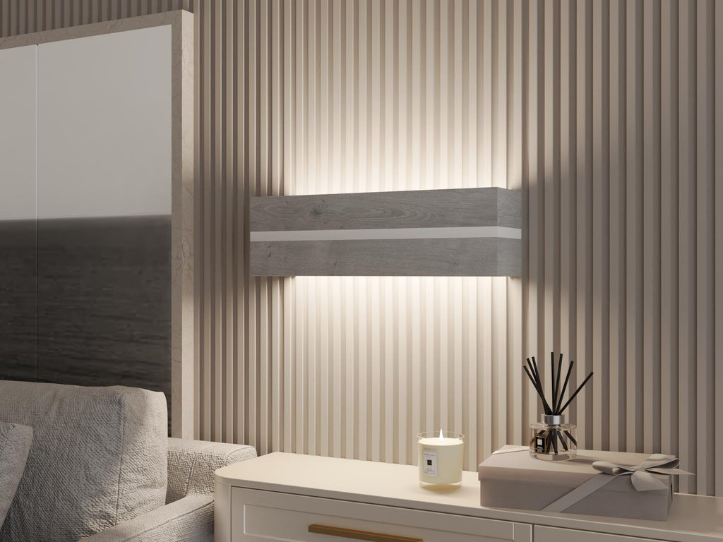 White Oak Wood LED Wall Sconce, Minimalist Bedside Lamp