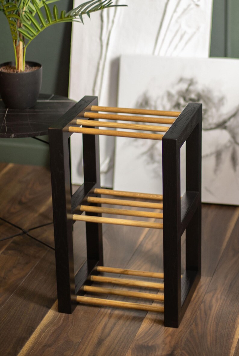 Wooden shoe rack, handmade entryway organizer, rustic bench and home gift
