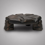 Black Wood Plant Stand, Curved Pedestal Riser, Handmade Display