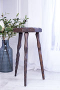 Rustic wood stool, handmade step platform, round pedestal stand