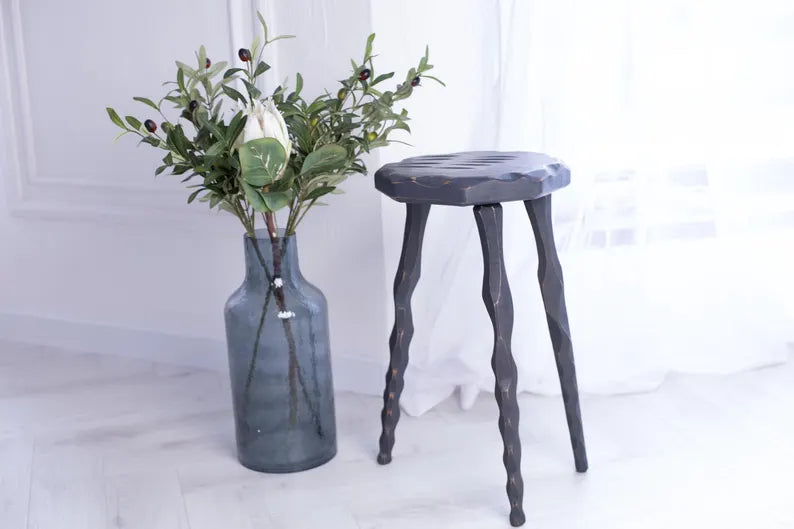 Rustic wood pedestal for statuettes, handmade display stand, cottage decor