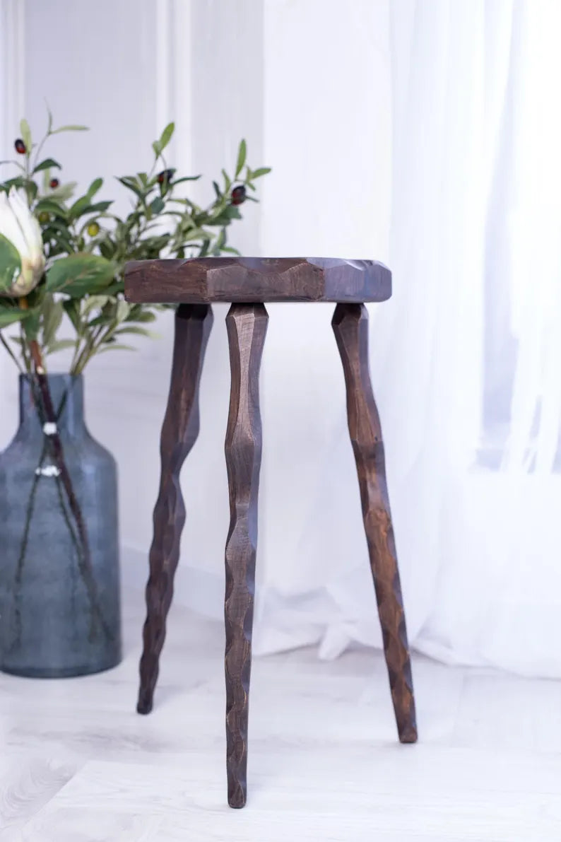 Rustic wood pedestal for statuettes, handmade display stand, cottage decor