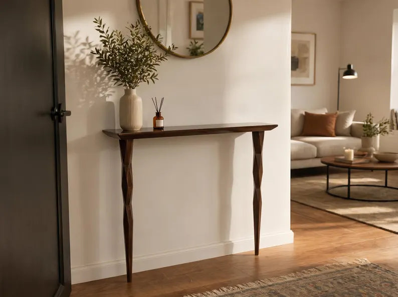 Narrow Console Table for Entryway | Solid Oak Hallway Table | Minimalist Sofa Table for Living Room
