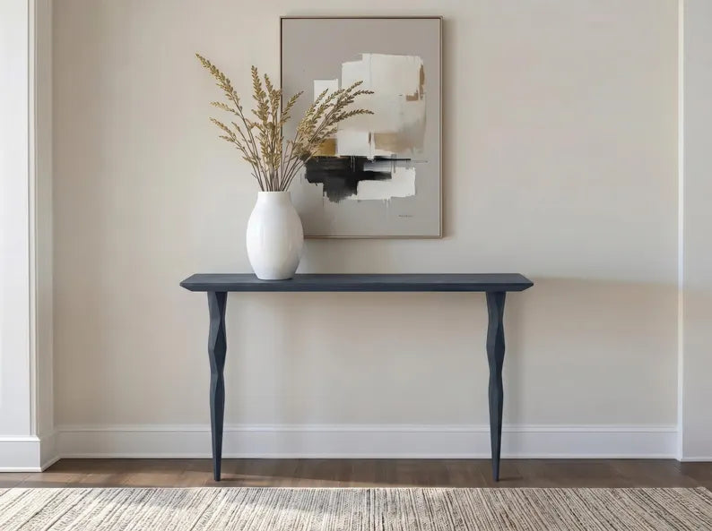 Narrow Console Table for Entryway | Solid Oak Hallway Table | Minimalist Sofa Table for Living Room