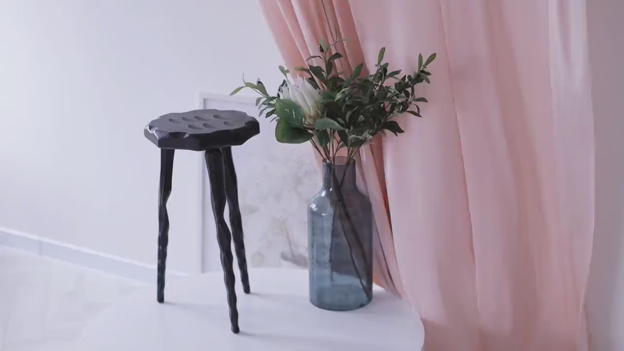 Handmade Wood Plant Stand Pedestal, Sculptural Tripod Display