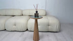 Wood and resin plant stand, small round side table, farmhouse decor gift