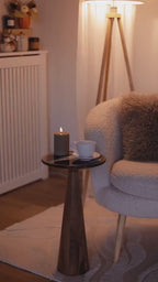 Handmade solid wood pedestal tables, tall round display stand