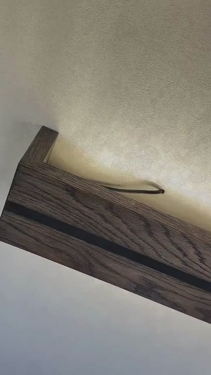 Dark Oak Wood Wall Sconce, Rustic LED Bedside Lamp