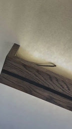 Dark Oak Wood Wall Sconce, Rustic LED Bedside Lamp