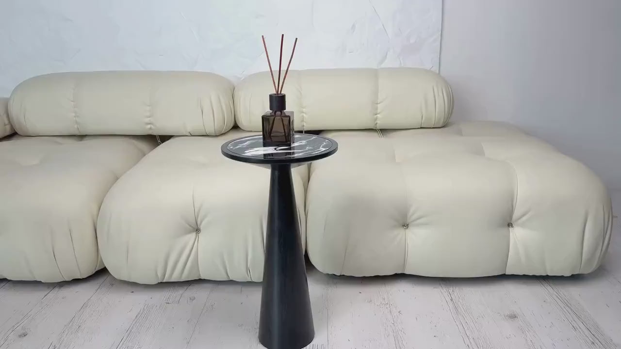 Black Epoxy Resin Coffee Table, Minimalist Mushroom Plant Stand