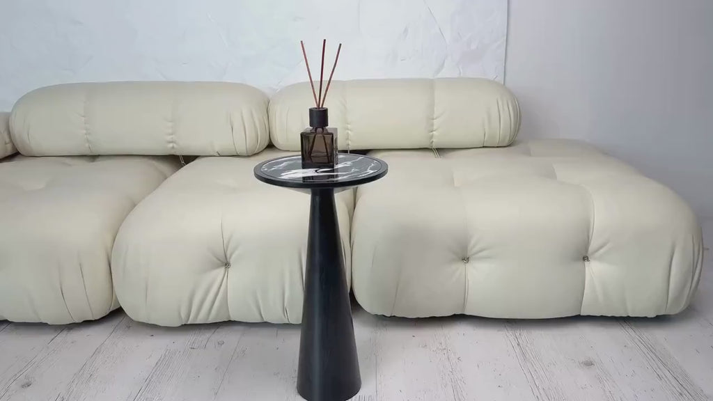 Black Marble Mushroom End Table, Handmade Plant Stand