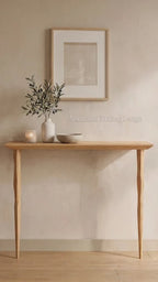 Oak Console Table – Handmade Narrow Entryway Table, Minimalist Hall Wood Sofa Table for Living Room