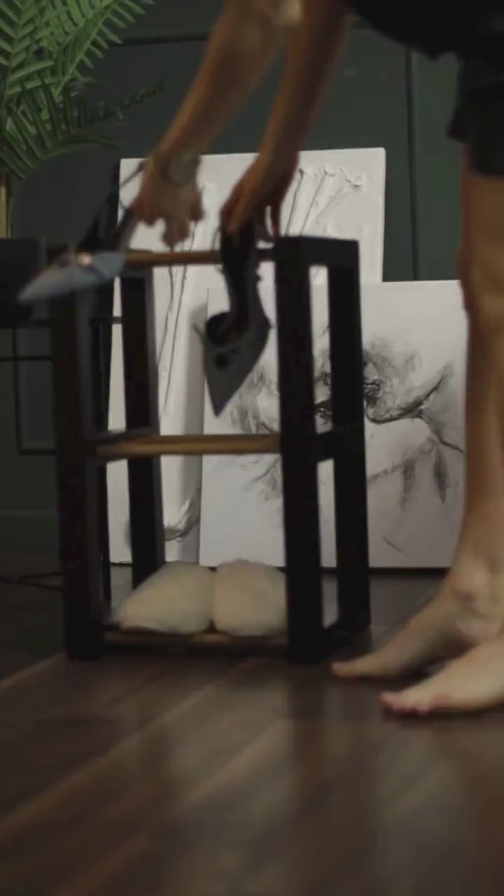 Handmade Oak Shoe Rack, Vertical Entryway Storage, Narrow Shoe Bench
