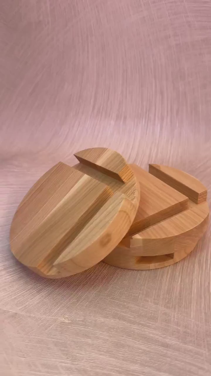 Wood Desk Organizer, Round Phone Stand, Pen & Glasses Display